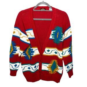 Vintage Red Patterned Cardigan